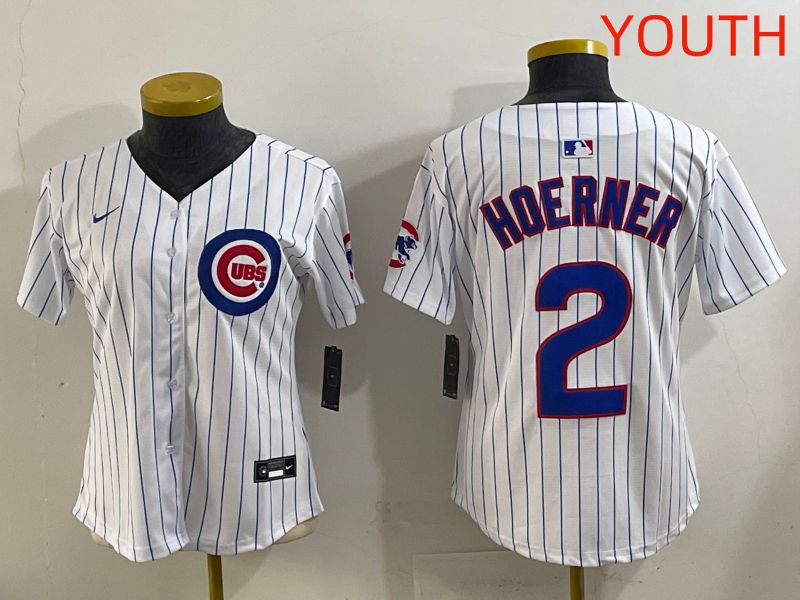 Youth 2025 Chicago Cubs 2 Hoerner White Stripe Game Nike MLB Jersey style 5